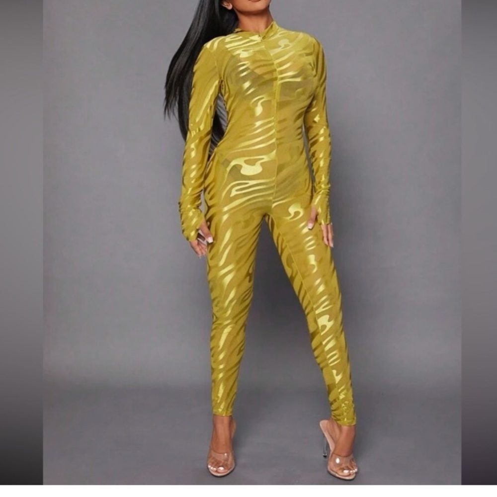 SHEIN SXY Mock Neck Mesh Unitard Jumpsuit size XS NWT - Picture 2 of 10